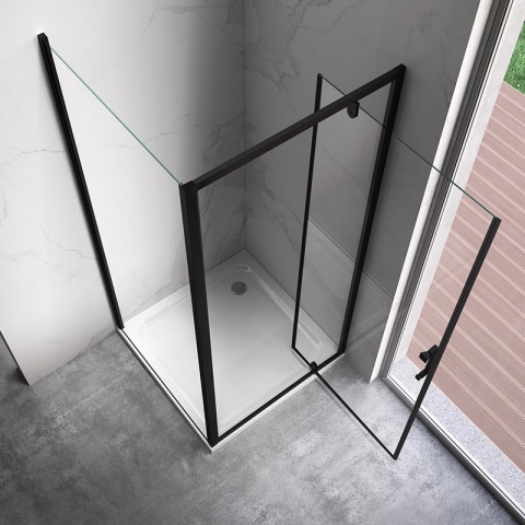 KABINA PRYSZNICOWA KWADRATOWA KZ04B CZARNA 80x80 CM 6 MM