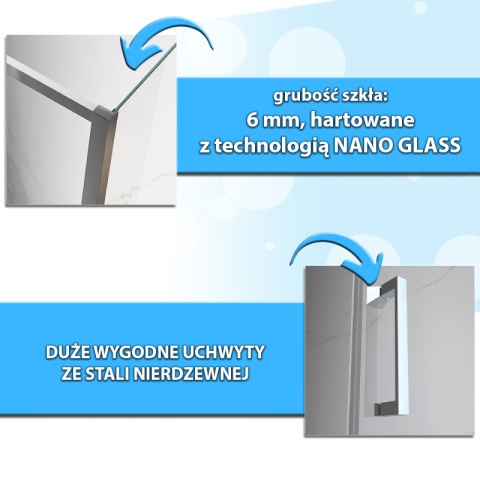 KABINA PRYSZNICOWA KWADRATOWA KZ04B CZARNA 80x80 CM 6 MM