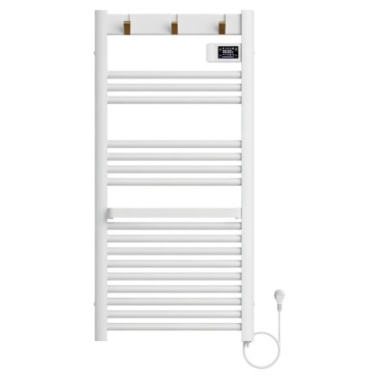 GRZEJNIK ŁAZIENKOWY ELEKTRYCZNY ALUMINIOWY DRABINKA ECO 500W Z WIESZAKAMI BIAŁY YASUR-WH