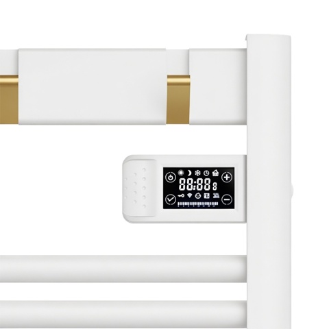 GRZEJNIK ŁAZIENKOWY ELEKTRYCZNY ALUMINIOWY DRABINKA ECO 500W Z WIESZAKAMI BIAŁY YASUR-WH