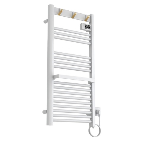 GRZEJNIK ŁAZIENKOWY ELEKTRYCZNY ALUMINIOWY DRABINKA ECO 500W Z WIESZAKAMI BIAŁY YASUR-WH