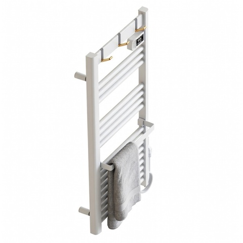 GRZEJNIK ŁAZIENKOWY ELEKTRYCZNY ALUMINIOWY DRABINKA ECO 500W Z WIESZAKAMI BIAŁY YASUR-WH