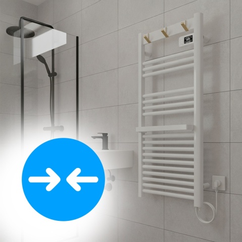 GRZEJNIK ŁAZIENKOWY ELEKTRYCZNY ALUMINIOWY DRABINKA ECO 500W Z WIESZAKAMI BIAŁY YASUR-WH