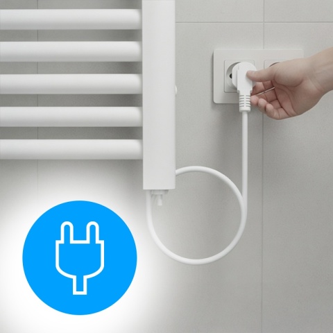 GRZEJNIK ŁAZIENKOWY ELEKTRYCZNY ALUMINIOWY DRABINKA ECO 500W Z WIESZAKAMI BIAŁY YASUR-WH