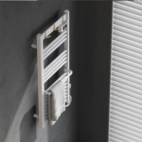 GRZEJNIK ŁAZIENKOWY ELEKTRYCZNY ALUMINIOWY DRABINKA ECO 500W Z WIESZAKAMI BIAŁY YASUR-WH