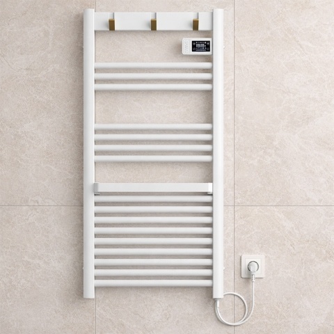 GRZEJNIK ŁAZIENKOWY ELEKTRYCZNY ALUMINIOWY DRABINKA ECO 500W Z WIESZAKAMI BIAŁY YASUR-WH