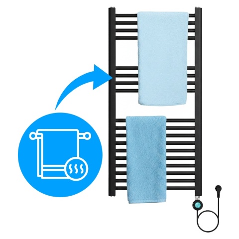 GRZEJNIK ŁAZIENKOWY ELEKTRYCZNY ENERGOOSZCZĘDNY DRABINKA 250W CZARNY KATLA-BL