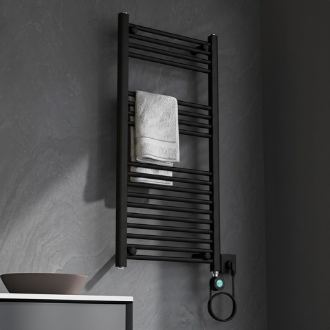 GRZEJNIK ŁAZIENKOWY ELEKTRYCZNY ENERGOOSZCZĘDNY DRABINKA 250W CZARNY KATLA-BL