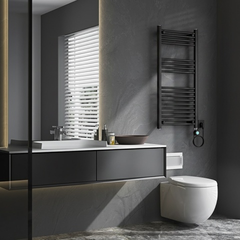 GRZEJNIK ŁAZIENKOWY ELEKTRYCZNY ENERGOOSZCZĘDNY DRABINKA 250W CZARNY KATLA-BL