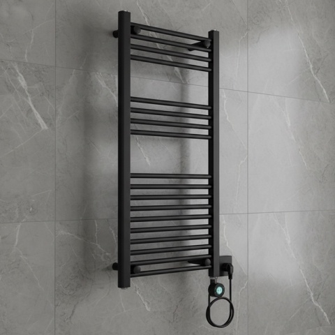 GRZEJNIK ŁAZIENKOWY ELEKTRYCZNY ENERGOOSZCZĘDNY DRABINKA 250W CZARNY KATLA-BL