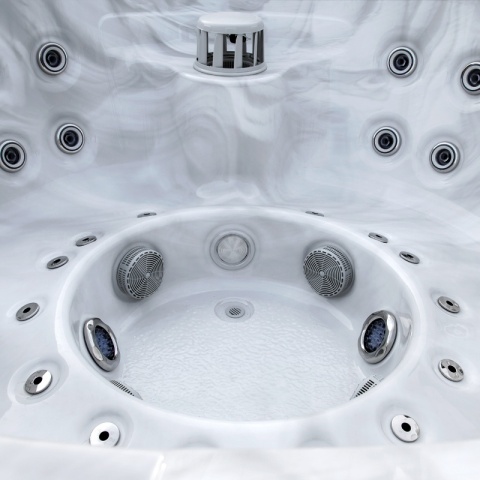 JACUZZI ® OGRODOWE WANNA SPA540 BIAŁY MARMUR OBUDOWA ANTRACYT 240X240 CM