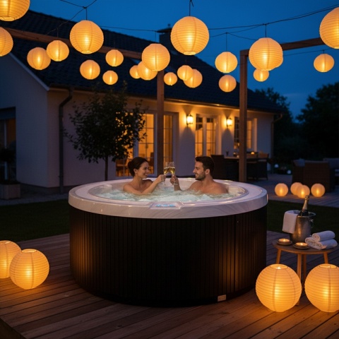 JACUZZI ® OGRODOWE WANNA SPA540 BIAŁY MARMUR OBUDOWA ANTRACYT 240X240 CM