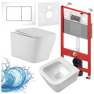 ZESTAW PODTYNKOWY WC STELAŻ TECE MISKA AQUA-WH-03 PRZYCISK TC-9240400 BIAŁY POŁYSK