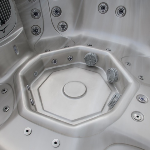 JACUZZI ® OGRODOWE WANNA HYBRYDOWA BALIA OGRODOWA SPA521W CAPPUCCINO OBUDOWA ANTRACYT 230X230 CM