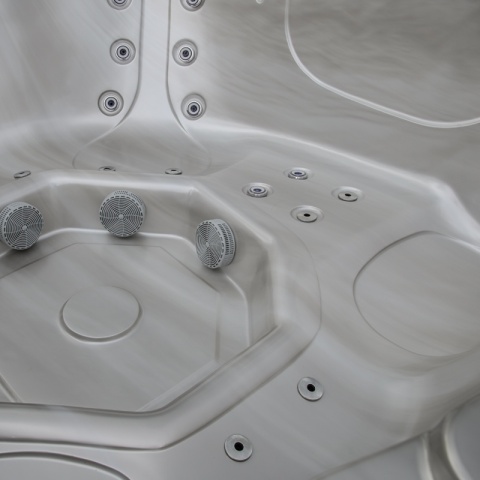 JACUZZI ® OGRODOWE WANNA HYBRYDOWA BALIA OGRODOWA SPA521W CAPPUCCINO OBUDOWA ANTRACYT 230X230 CM