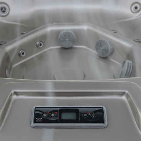JACUZZI ® OGRODOWE WANNA HYBRYDOWA BALIA OGRODOWA SPA521W CAPPUCCINO OBUDOWA ANTRACYT 230X230 CM