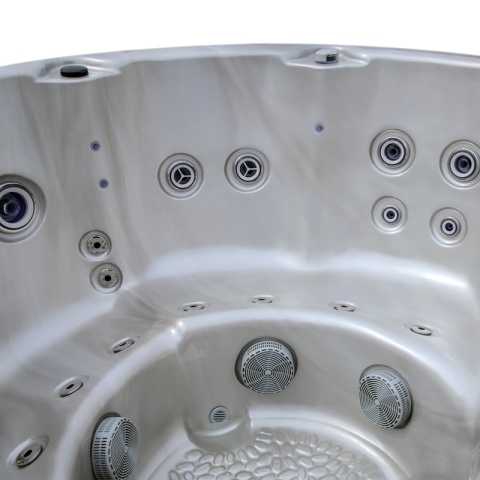 JACUZZI ® OGRODOWE WANNA HYBRYDOWA BALIA OGRODOWA SPA580W CAPPUCCINO OBUDOWA ANTRACYT 200X200 CM