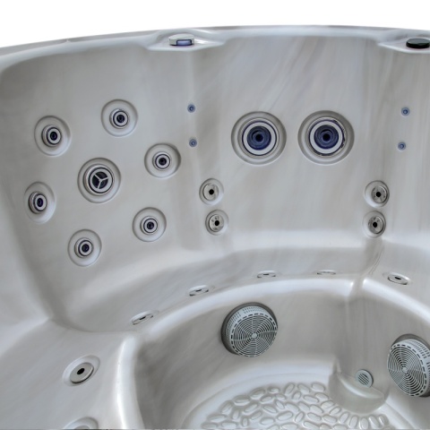 JACUZZI ® OGRODOWE WANNA HYBRYDOWA BALIA OGRODOWA SPA580W CAPPUCCINO OBUDOWA ANTRACYT 200X200 CM