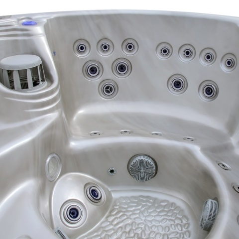 JACUZZI ® OGRODOWE WANNA HYBRYDOWA BALIA OGRODOWA SPA580W CAPPUCCINO OBUDOWA ANTRACYT 200X200 CM