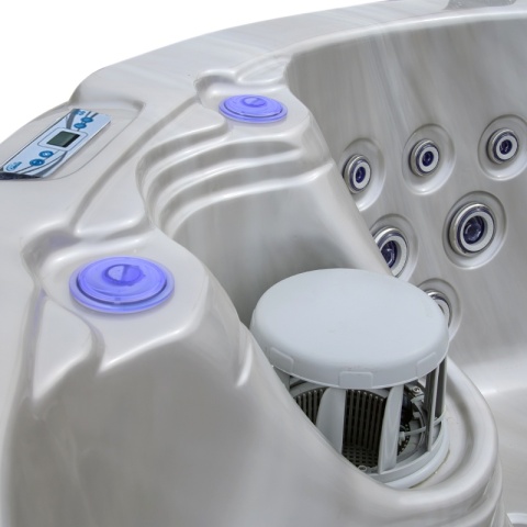 JACUZZI ® OGRODOWE WANNA HYBRYDOWA BALIA OGRODOWA SPA580W CAPPUCCINO OBUDOWA ANTRACYT 200X200 CM