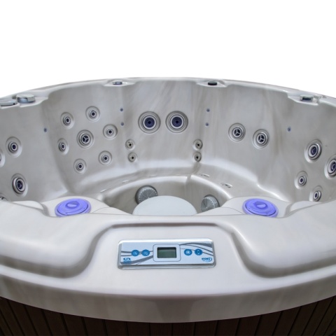 JACUZZI ® OGRODOWE WANNA HYBRYDOWA BALIA OGRODOWA SPA580W CAPPUCCINO OBUDOWA ANTRACYT 200X200 CM