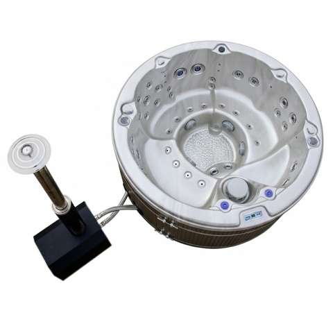 JACUZZI ® OGRODOWE WANNA HYBRYDOWA BALIA OGRODOWA SPA580W CAPPUCCINO OBUDOWA ANTRACYT 200X200 CM