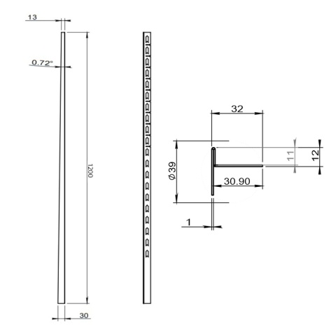 LISTWA SPADKOWA BRODZIKOWA CZARNY MAT LEWA 120 CM LSB-MTB-L-120