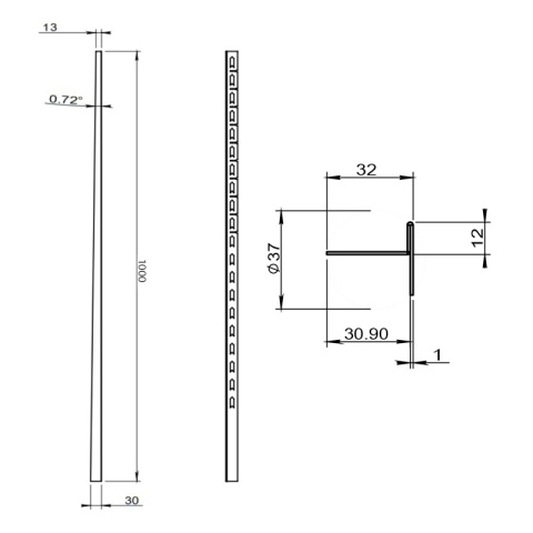 LISTWA SPADKOWA BRODZIKOWA CZARNY MAT PRAWA 100 CM LSB-MTB-R-100