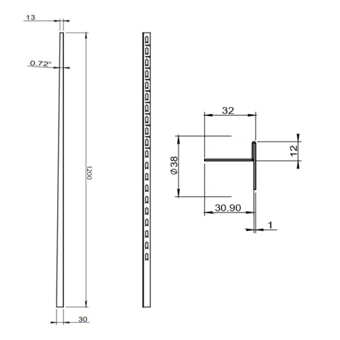 LISTWA SPADKOWA BRODZIKOWA CZARNY MAT PRAWA 120 CM LSB-MTB-R-120