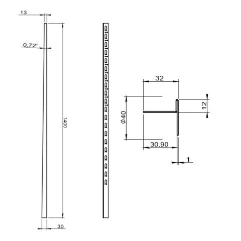 LISTWA SPADKOWA BRODZIKOWA ZŁOTA PRAWA 140 CM LSB-GL-R-140