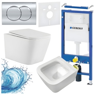 ZESTAW PODTYNKOWY WC STELAŻ GEBERIT DUOFIX MISKA AQUA-WH-03 PRZYCISK DELTA 01 CHROM