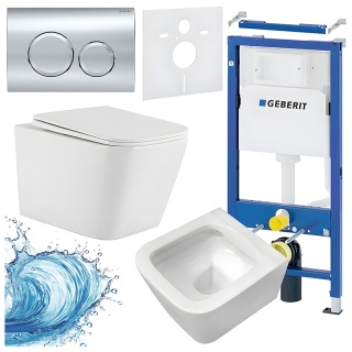 ZESTAW PODTYNKOWY WC STELAŻ GEBERIT DUOFIX MISKA AQUA-WH-03 PRZYCISK DELTA 20 CHROM