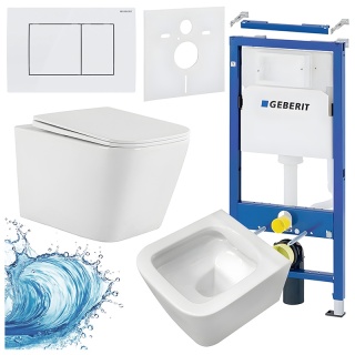 ZESTAW PODTYNKOWY WC STELAŻ GEBERIT DUOFIX MISKA AQUA-WH-03 PRZYCISK DELTA 30 BIAŁY