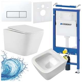 ZESTAW PODTYNKOWY WC STELAŻ GEBERIT DUOFIX MISKA AQUA-WH-03 PRZYCISK DELTA 50 BIAŁY