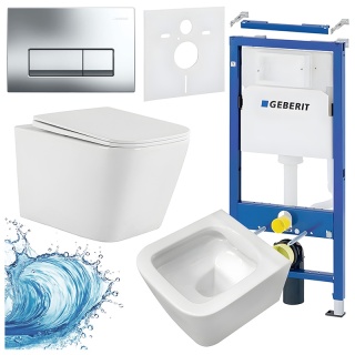 ZESTAW PODTYNKOWY WC STELAŻ GEBERIT DUOFIX MISKA AQUA-WH-03 PRZYCISK DELTA 50 CHROM