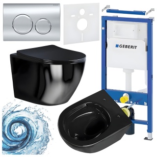 ZESTAW PODTYNKOWY WC STELAŻ GEBERIT DUOFIX MISKA FLOW-BL-TR-03 PRZYCISK DELTA 20 CHROM