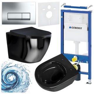 ZESTAW PODTYNKOWY WC STELAŻ GEBERIT DUOFIX MISKA FLOW-BL-TR-03 PRZYCISK DELTA 50 CHROM