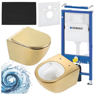 ZESTAW PODTYNKOWY WC STELAŻ GEBERIT DUOFIX MISKA FLOW-GL-WH-TR-03 PRZYCISK DELTA 50 CZARNY MAT