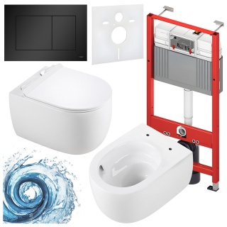 ZESTAW PODTYNKOWY WC STELAŻ TECE MISKA LAKE-WH-TR-01 PRZYCISK TC-9240407 CZARNY MAT