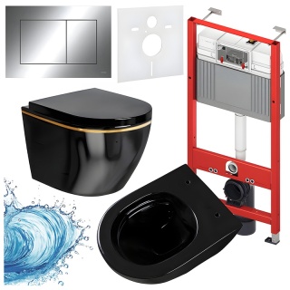 ZESTAW PODTYNKOWY WC STELAŻ TECE MISKA MIZU-BL-GL-RIM-02 PRZYCISK TC-9240401 CHROM