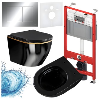 ZESTAW PODTYNKOWY WC STELAŻ TECE MISKA MIZU-BL-GL-RIM-03 PRZYCISK TC-9240401 CHROM