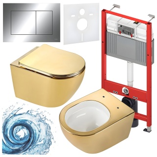 ZESTAW PODTYNKOWY WC STELAŻ TECE MISKA MIZU-GL-WH-TR-03 PRZYCISK TC-9240401 CHROM