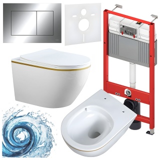 ZESTAW PODTYNKOWY WC STELAŻ TECE MISKA MIZU-WH-GL-TR-03 PRZYCISK TC-9240401 CHROM