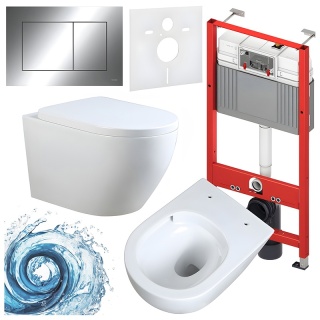 ZESTAW PODTYNKOWY WC STELAŻ TECE MISKA MIZU-WH-TR-02 PRZYCISK TC-9240401 CHROM