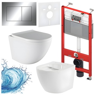 ZESTAW PODTYNKOWY WC STELAŻ TECE MISKA PURO-WH-02 PRZYCISK TC-9240401 CHROM