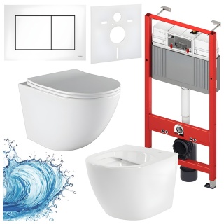 ZESTAW PODTYNKOWY WC STELAŻ TECE MISKA PURO-WH-03 PRZYCISK TC-9240417 BIAŁY MAT