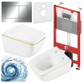 ZESTAW PODTYNKOWY WC STELAŻ TECE MISKA YUZU-WH-GL-TR-03 PRZYCISK TC-9240401 CHROM