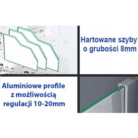 KABINA PRYSZNICOWA PROSTOKĄTNA ZES-BS15A-100X80 CZARNA 100x80 CM