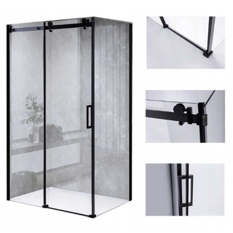 KABINA PRYSZNICOWA PROSTOKĄTNA ZES-BS15B-110X80 CZARNA 110x80 CM