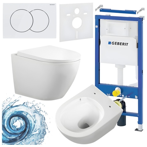 ZESTAW PODTYNKOWY WC STELAŻ GEBERIT DUOFIX MISKA FLOW-WH-TR-02 PRZYCISK DELTA 01 BIAŁY